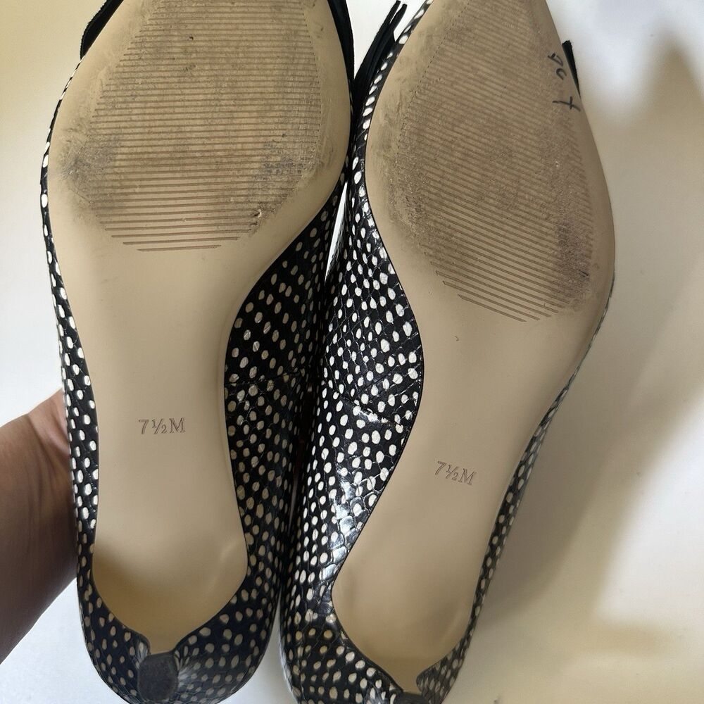 Talbots Polka Dot Bow Heels Black White Kitten Heel Pumps Women 7.5 - Picture 7 of 7
